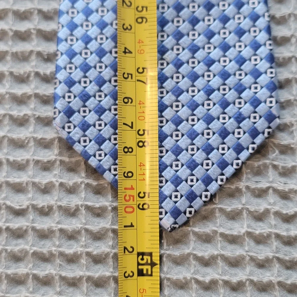 Tommy Hilfiger Tie Mens OS Blue‎ Geometric Diamond 100% Silk Woven Made in USA